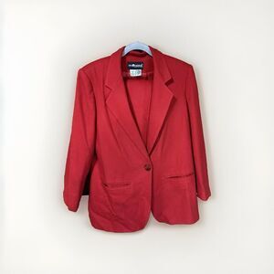 Vtg Sag Harbor Women's 2-piece Suit Jacket & Pants‎ Size 8 Petite Red 100% Wool